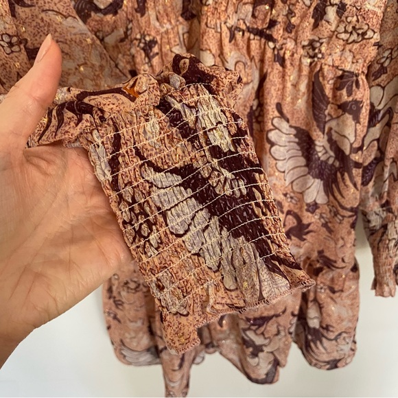 OPT One Pretty Time Pink Floral Long Sleeve Mini Dress Small - Picture 7 of 9